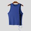 INCERUN Men O Neck Sleeveless Mesh Sheer Patchwork Bandage Slim Tank Tops