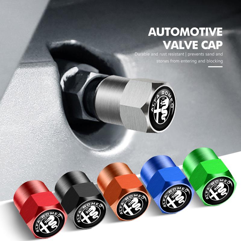 4Pcs Car Wheel Tire Valve Protection Caps Dust Cover For Alfa Romeo GT Stelvio F1 Brera Volante Tonale Gloria Disco zq7