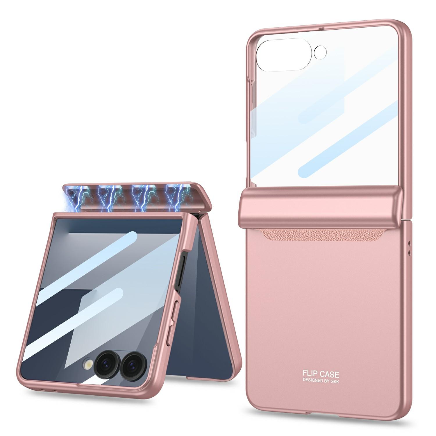 

GKK For Samsung Galaxy Z Flip7 5G Case with Clear Screen Film Magnetic Hinge Protection Phone Cover Pink