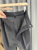 Gray Wool High-Waisted Wide-Leg Pants for Women - Comfortable, Slimming, Drape Straight-Leg Fit for Autumn and Winter