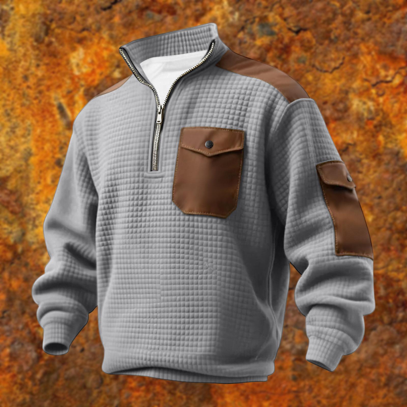 

Men s Solid Color Stand Collar Sweatshirt Men s Sports Large Size Casual Sweatshirt L