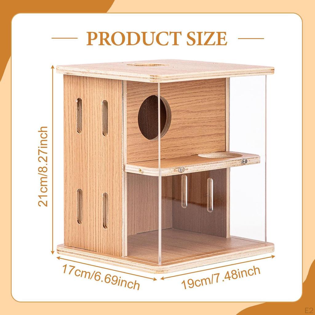 Wooden Hamster House Hideout 2 Layer Toy for Chinchilla Mice Syrian Hamsters