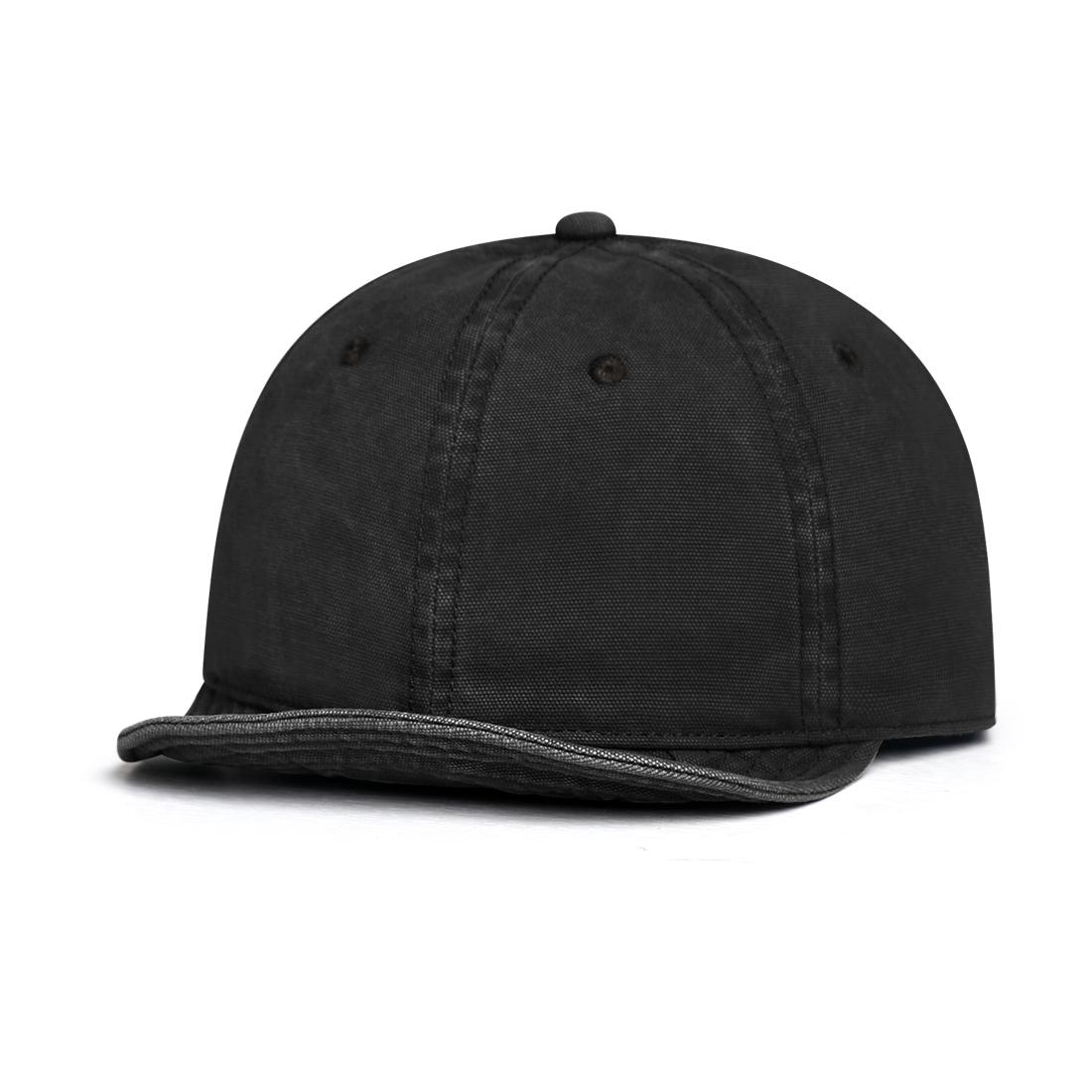 Arrière-plan rétro workwear, casquette de baseball à petit bord en coton lavé pour hommes et femmes, adaptée au port quotidien décontracté. One Size black