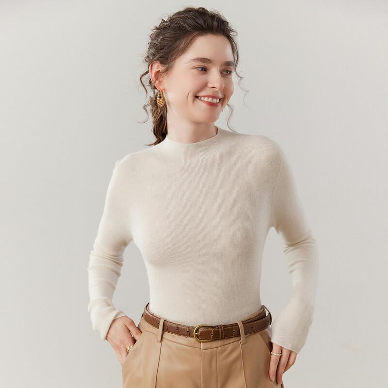 Fanzhen Women's Cashmere Half-High Collar Slim Fit Sweater