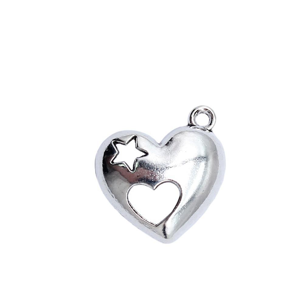 Filigree Heart Charms Antique Alloy Pendants For Vintage Floral Jewelry