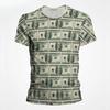 Summer Men's Round Neck Short Sleeved T-shirt Comfortable Fashionable Breathable Sweat Absorbing Money Pattern 3D Printed Loose Large T-shirt