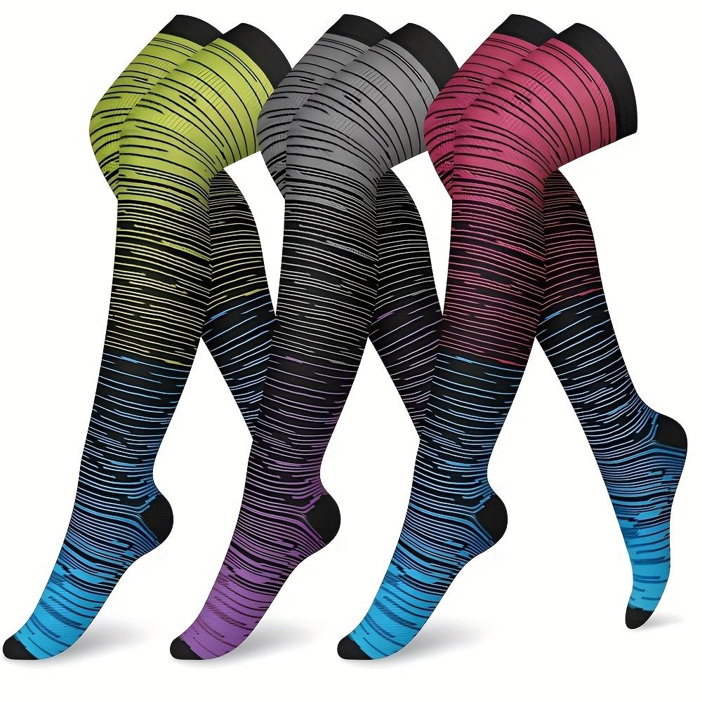 3 pairs thigh high sports compression socks, suitable for female pregnancy and male circulation, most suitable for sports