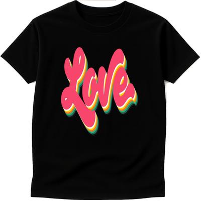Liebe T-Shirt Retro Schriftzug Text Grafik Tee Vintage Lässig Streetwear Top