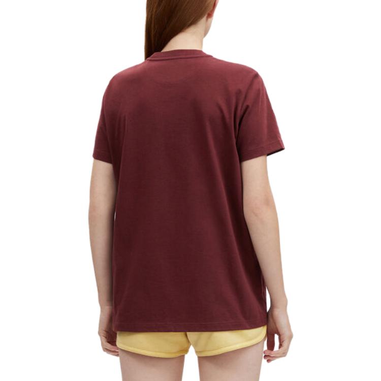 Coach Letter Print Round Neck Straight Fit Short Sleeve T-Shirt Women Tops Burgundy CJ256-WIN
