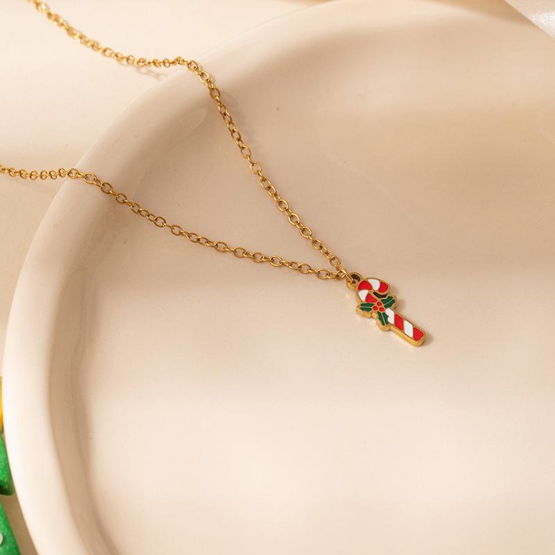 European & American Christmas Bell Tag Pendant Necklace - Non-fading Titanium Steel Clavicle Chain, New Style.