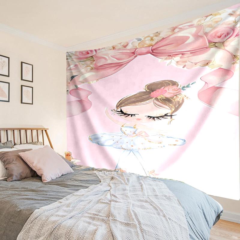 Ballerina In Pink Flowers Tapestry, Unique Design Tapestry, Wall Decor for Bedroom,Livingroom, Playroom,Heartwarming Fan Holiday Gifts
