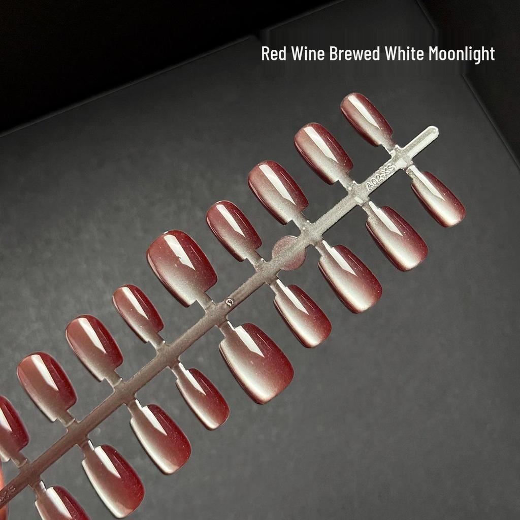 White Moonlight Multi-Color Crystal Cat's Eye Nude Whitening Detachable Nail Tips - 30 Pieces
