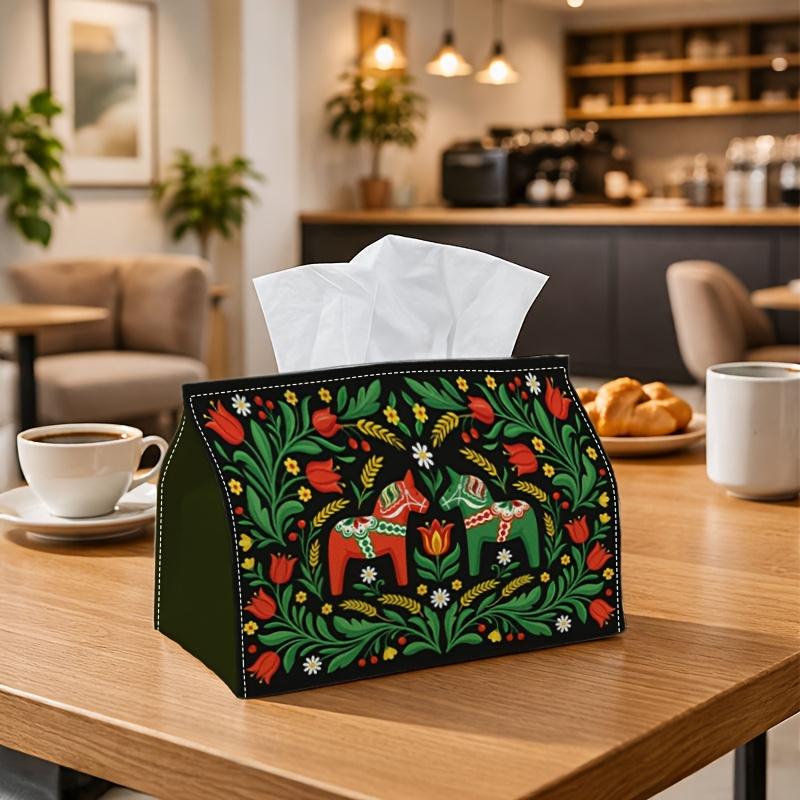 1pc Scandinavian Horse-Themed Tissue Box with Dark Mirrored Lid - Suitable for Rolls/Facial Tissues & Single Sheets Storage, Multi-Functional Napkin H