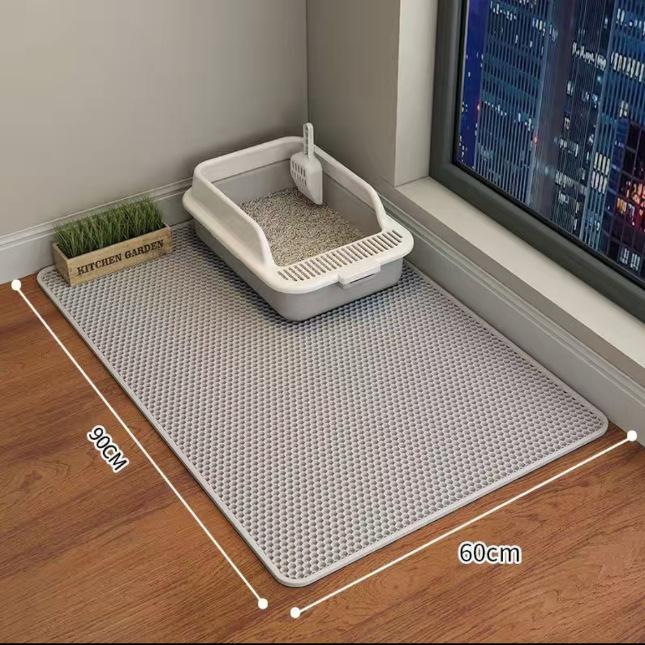 Double-Layer Cat Litter Mat with Anti-Scratch and Sand Control