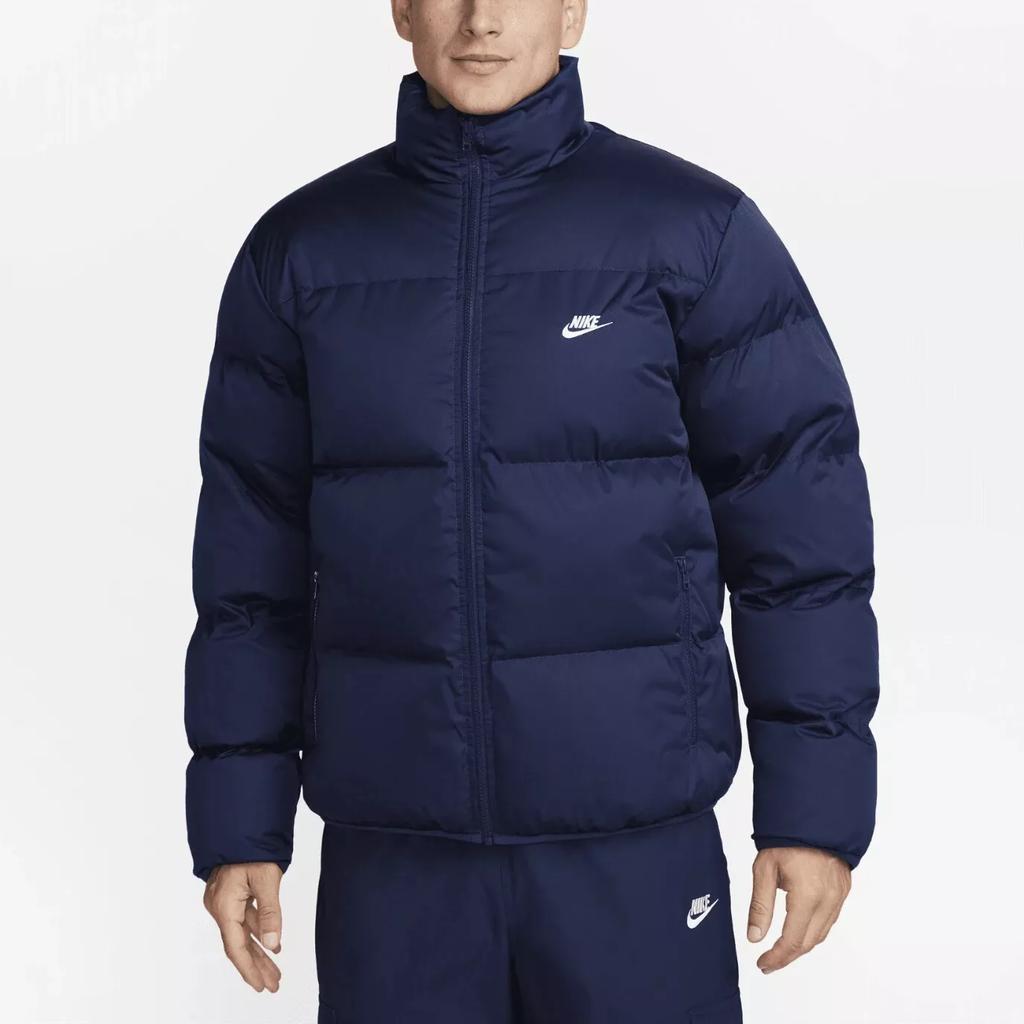 Nike Sportswear Club Solid Logo Stand Collar Long Sleeve Cotton Jacket Men Tops Midnight-Navy FB7368-410