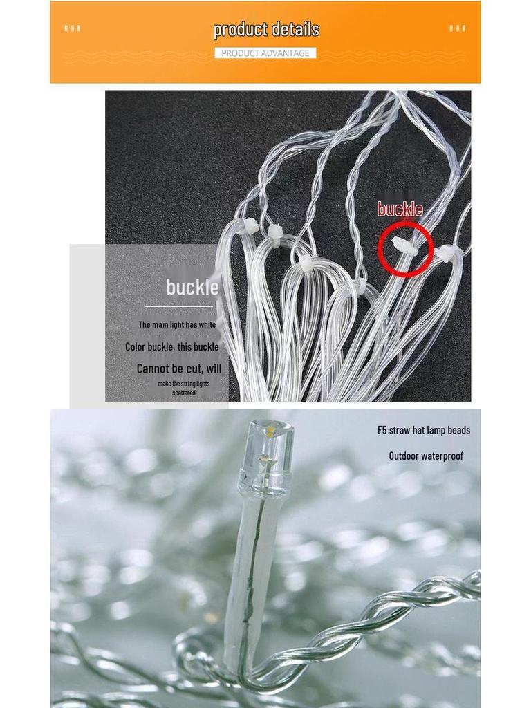 LED Solar-Powered Waterproof Outdoor Curtain Icicle Lights for Christmas and Courtyard Decoration