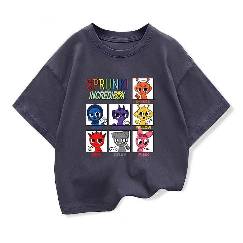 Summer Kids Game Incredibox Tshirt Cute Sprunki Cartoon Tops Baby Girls Spring O-Neck TeeChildren Short Sleeve Shirt Clothes