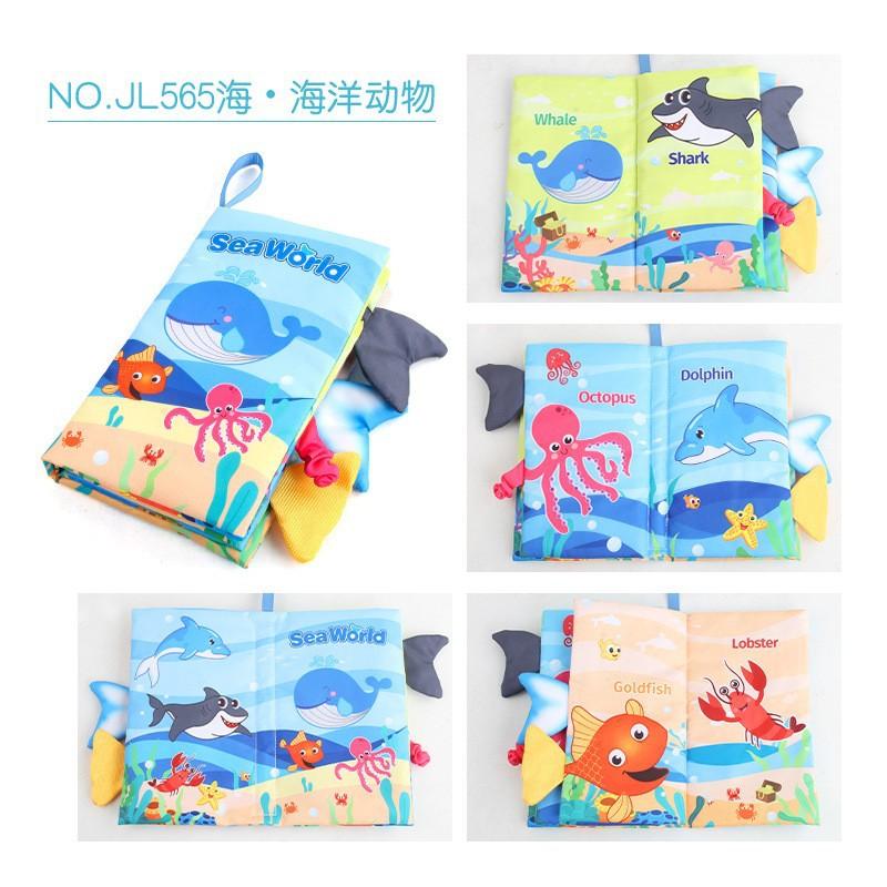 Baby Baby Sea, Land And Air Tail Cloth Book, Chinese And English Ocean Forest Flying Animal Palm Book Early Education Toy