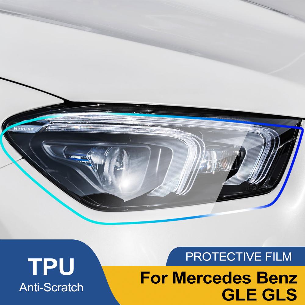 Autoscheinwerfer Schutzfolie Für Mercedes Benz GLE GLS Rauchschwarz TPU PPF Vorgeschnitten Kratzfest Vinyl Wrap Kit Hochglanzfolie