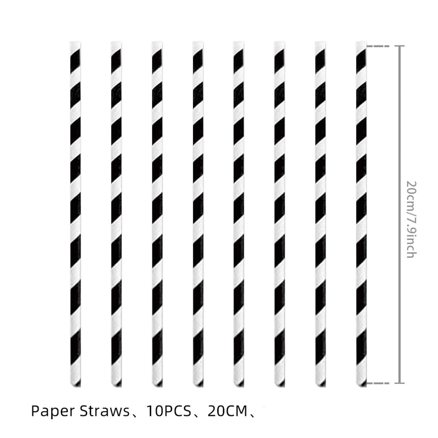 

New Neon Theme Party Supplies Birthday Decoration Party Venue Layout Props Birthday Flag Spiral Tablecloth Black striped straw 10pcs