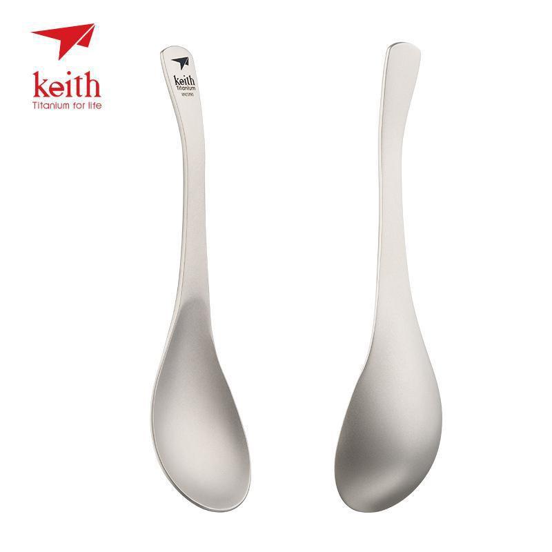 Pure Titanium Soup Spoon Lightweight Ergonomic Dining Home Camping Travel Kitchen Utensil