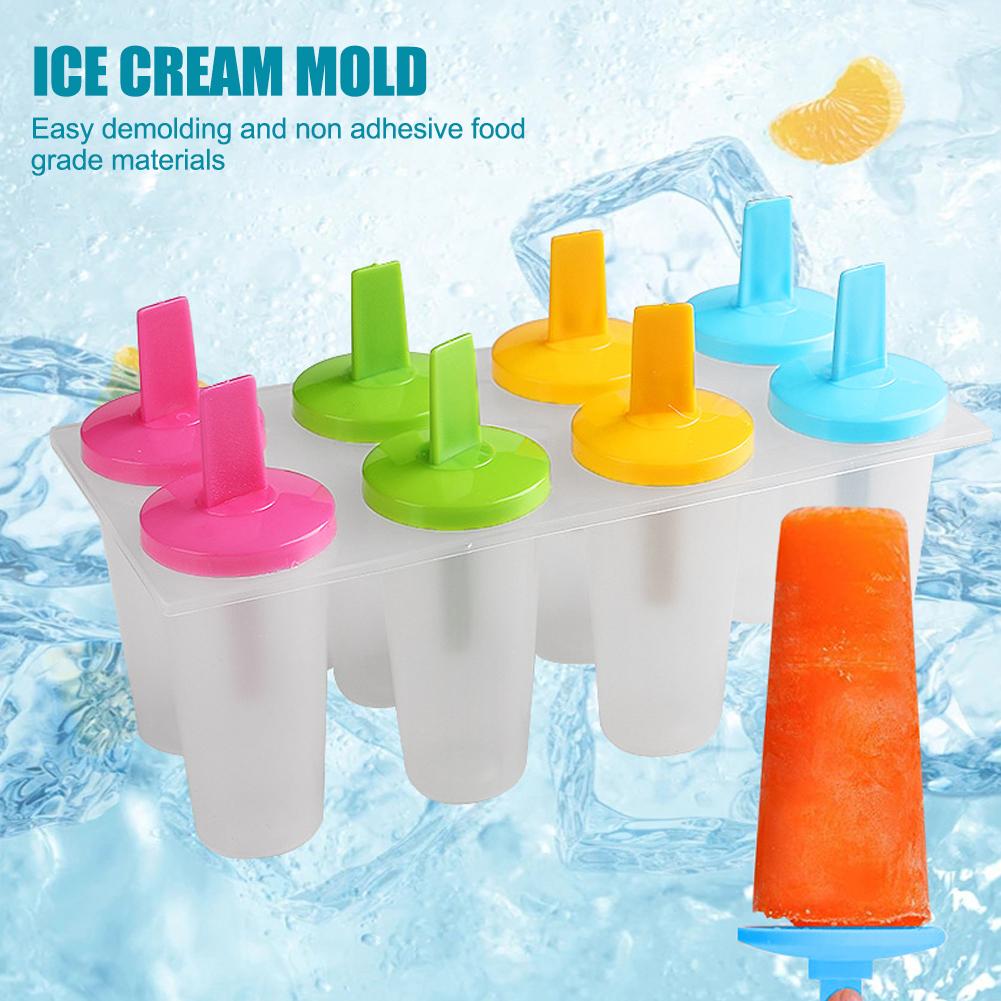 8 Grids Homemade Ice Cream Moulds With Lid Juice Milk Hand Made Ice Popsicle Mold For Children Kitchen Gadgets L1D8