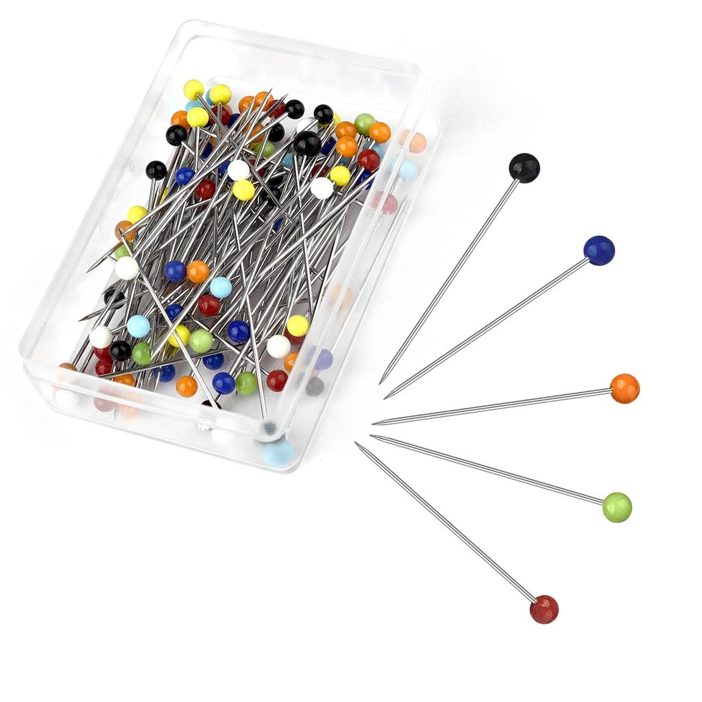 50/100Pcs Fashion Sewing Needles Colored Glass/Ceramics Head Bead Pin Stitch Knitting Needles Sewing Fixed DIY Safety Pin 32mm