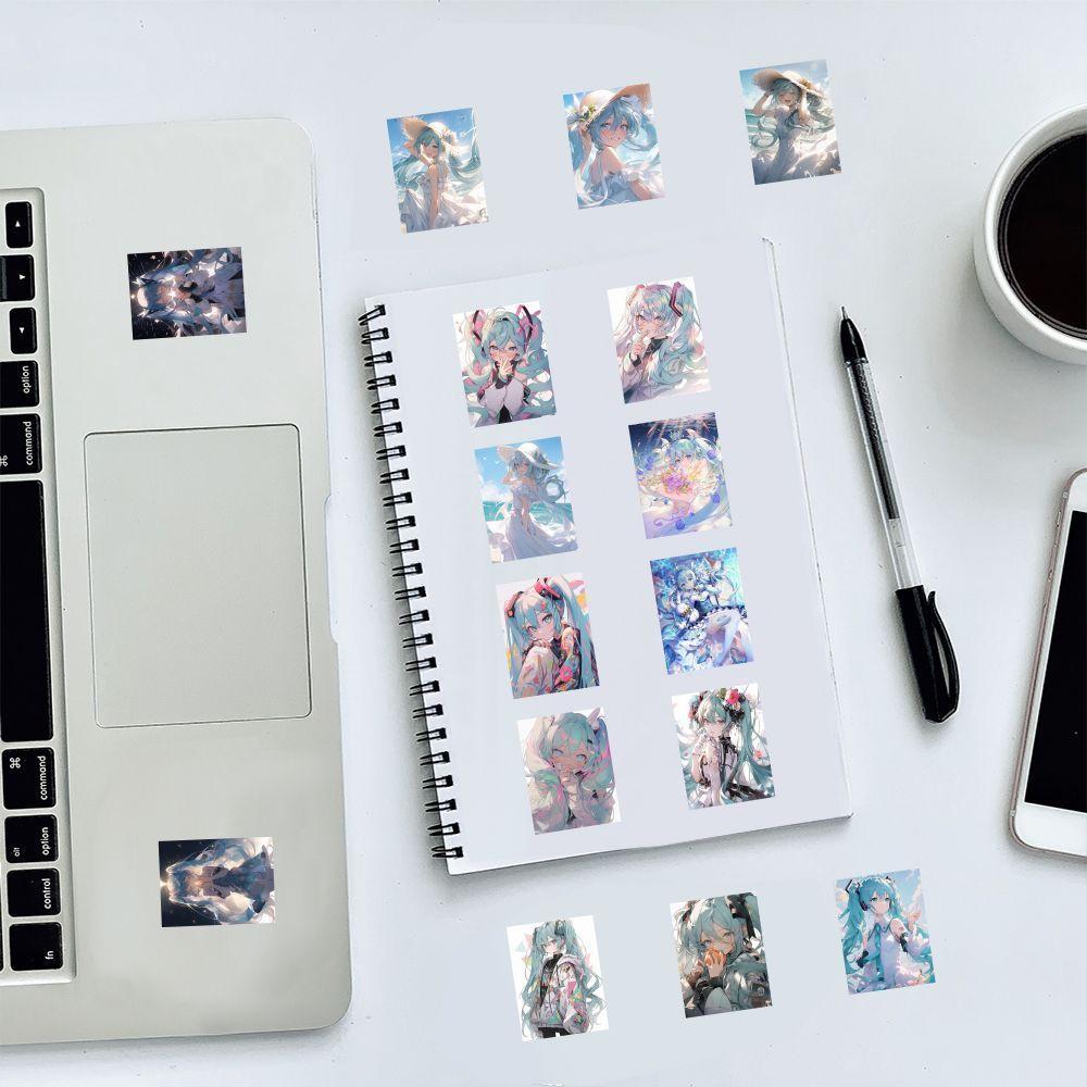 63PCS of Hatsune Miku Stickers for Anime and Cartoon-themed Water Bottles, Tablet PCs, and Waterproof Decorative Stickers