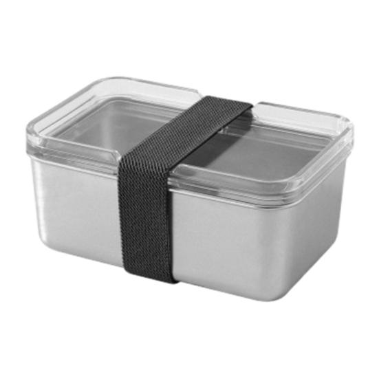 Nerezový obědový box s průhledným víkem Vhodný do mikrovlnné trouby a myčky Nádoba na přípravu jídla odolná proti vytečení Přenosný bento box do kanceláře školy