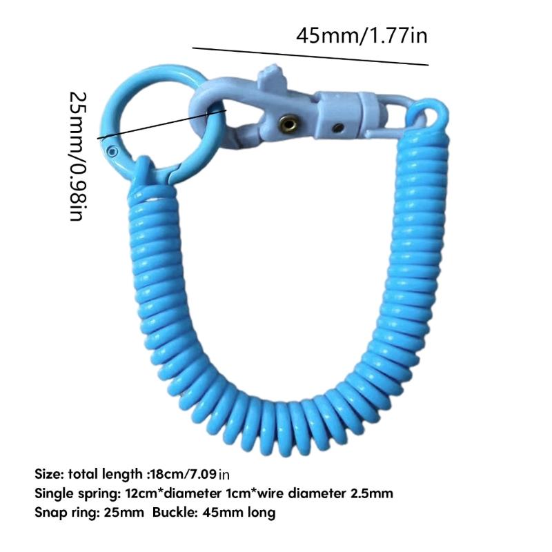 Dehnbarer Spiral-Schlüsselanhänger, Einziehbarer Schlüsselanhänger mit Spiralfeder Zinklegierung Schlüsselhalter Farben Schlüsselanhänger für Rucksack