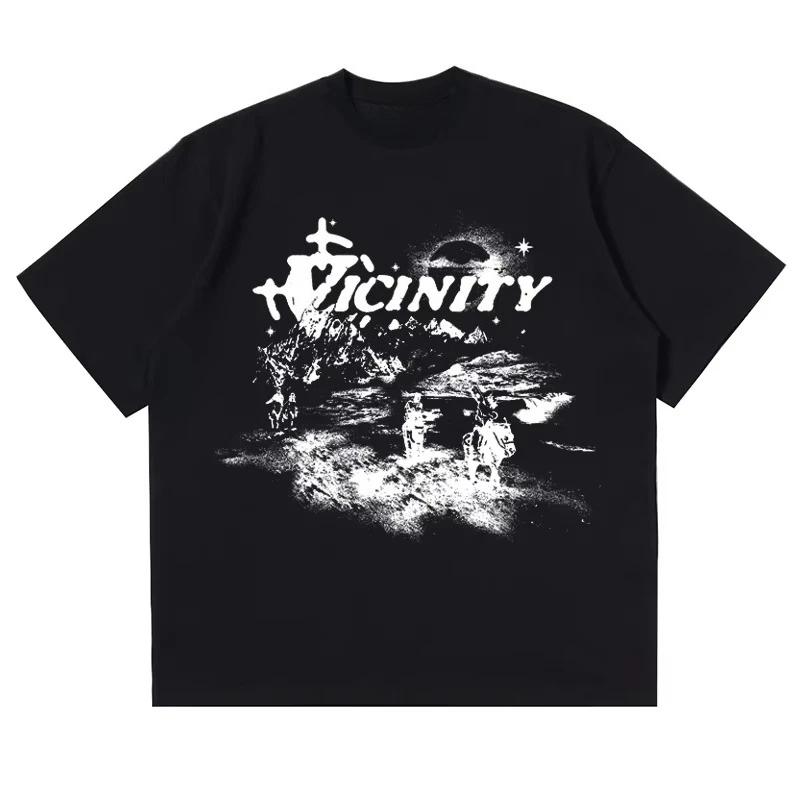 Street Wear Harajuku Hip-hop Men's T-shirt Y2k Retro Oversized Short Sleeved Printed T-shirt Fashionable Cotton Retro Aesthetics