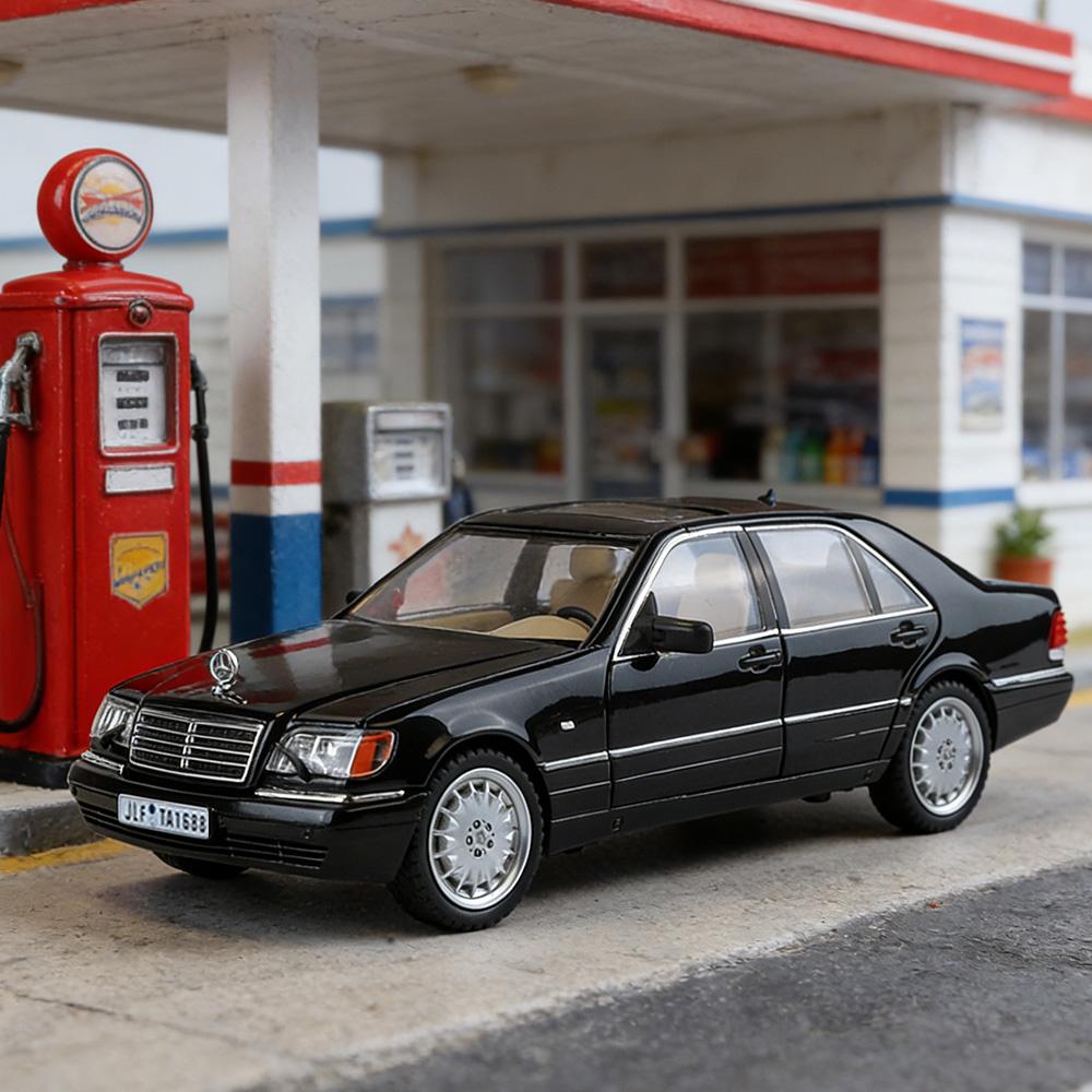 AASW1 Toy car, 1:24 black Mercedes-Benz classic car model with tiger head design, die-cast aluminum alloy, high-quality car model gift