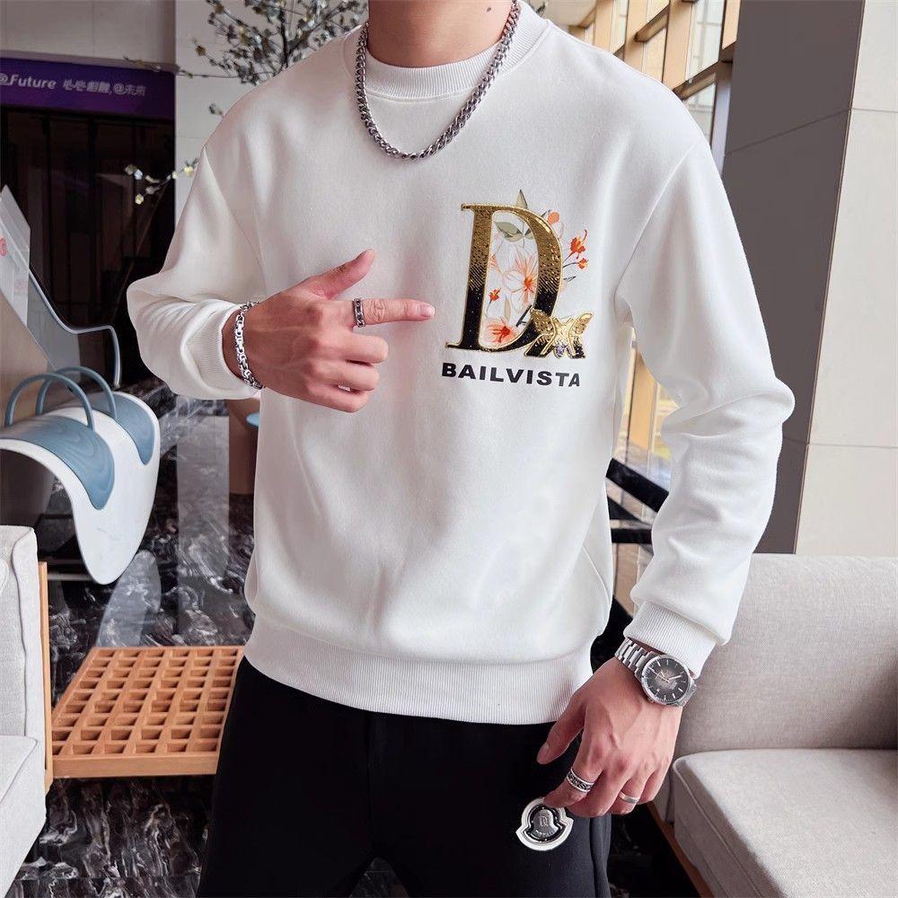 Men's Handsome Hoodie New Trendy Brand Back Pattern Printed Casual Round Neck Long Sleeved Jacket