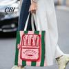 Durable Fabric School Bag Striped Canvas Tote, Sardine Can Pattern, Reusable Shopping Bag, Foldable Versatile Everyday Handbag Tote for Women Men Gym