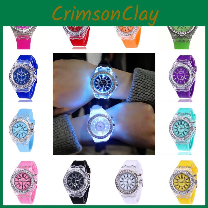 Stylish Unisex Quartz Watch With Transparent Dial Glow-in-the-dark And Water Resistance Geneva Silicone Sports Watch
