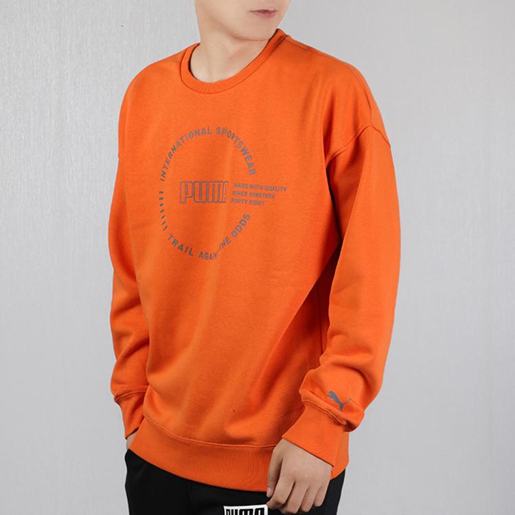 Puma Alphabet Logo Print Fleece Sweatshirt Men Tops Orange 597200-17