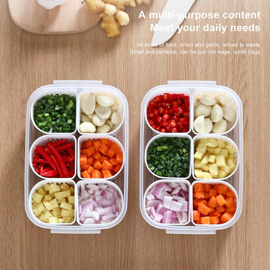 Kitchen Scallion Storage Box 6 in 1scallion Ginger Garlic Fresh-keeping Box Refrigerator Fruit Food Fresh-keeping Drain Box