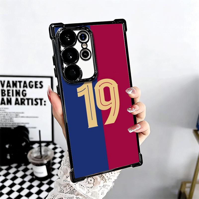 FootBall Number 7 10 19 Plating Phone Case For Samsung Galaxy S24 S25 FE S26 Edge S23 Ultra S22 S21 Plus S20 Anti-Fall Airabag C
