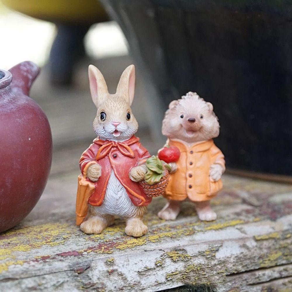 Cute Pastoral Bunny Ornaments Rabbit Potted Ornaments New Resin Crafts Balcony