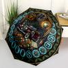 Vintage Auto Glasmuster Schirm, tragbares und faltbares Design, 8 Schirmstäbe, ein lässiges Accessoire für Halloween-, Weihnachts- und Geburtstagsgeschenke.