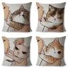 Lustige Liebe Kuss Niedliche Katze Kissenbezüge für Sofa Zuhause Auto Kissenbezug Kissenbezüge Dekor Cartoon Kissenbezug 45x45cm