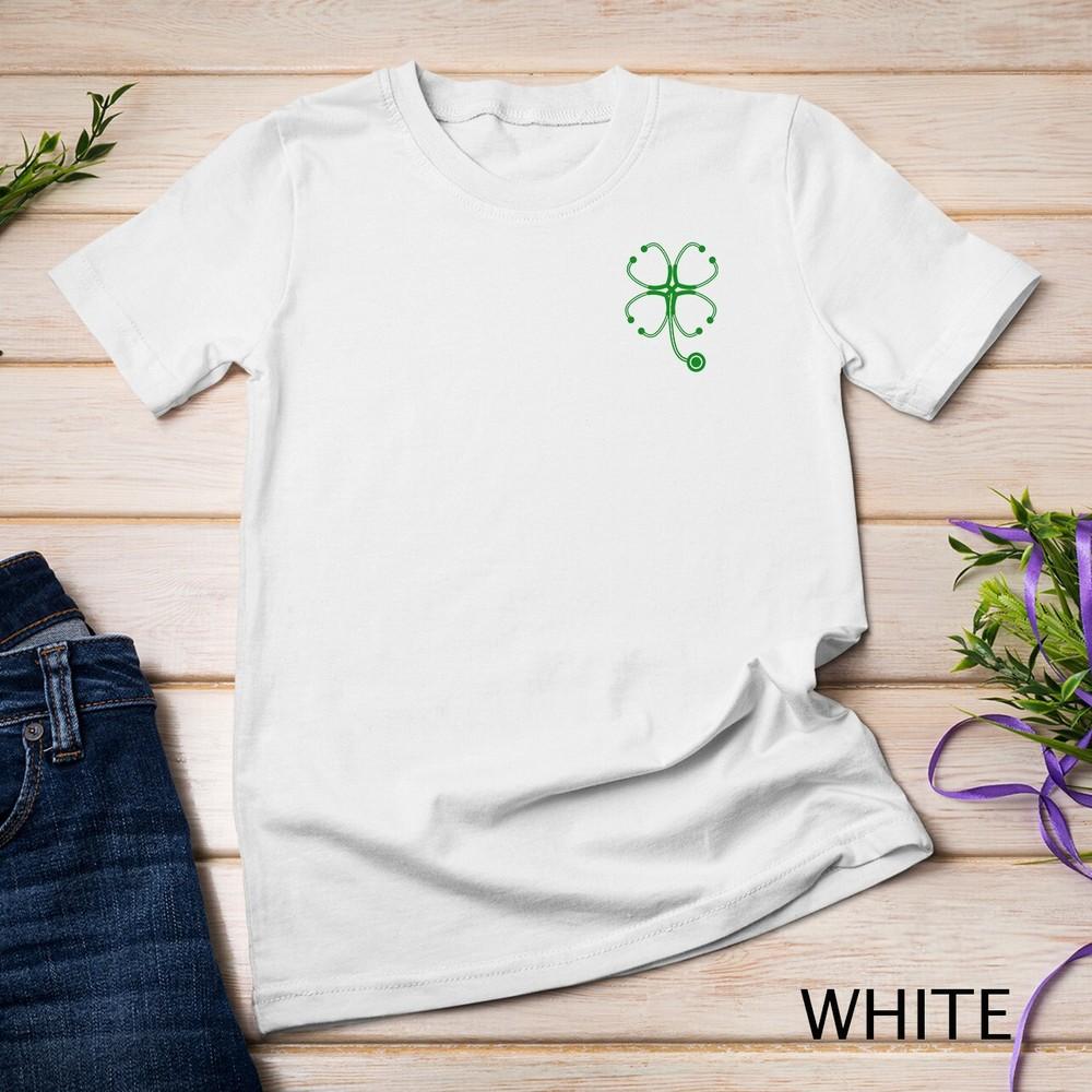 Nurse Day St Patricks Day Stethoscope Heartbeat Clover Nurses Unisex T-shirt