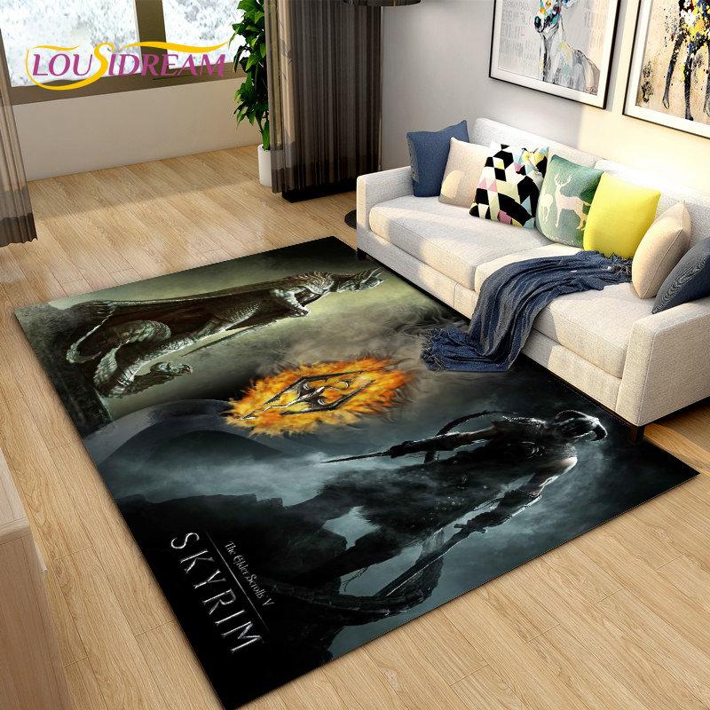Alfombra grande para gamers de The Elder Scrolls, ideal para sala de estar, dormitorio, sofá, decoración, antideslizante para niños.