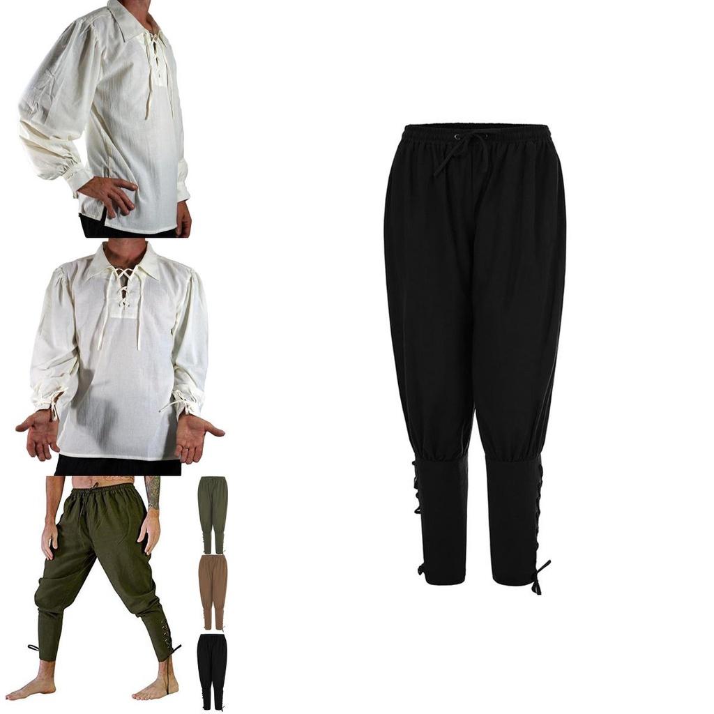 Halloween Piraten Ritter Cosplay Kostüm Hochwertiges Baumwollmisch- und Leinenmaterial Atmungsaktiv und bequem Perfekt für Comic-Con und Partys