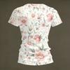 Camiseta Floral de Manga Corta con Cuello en V para Mujer, Informal, Holgada, Tejido Ligero y Suave, Top para Uso Diario, Oficina, Viajes