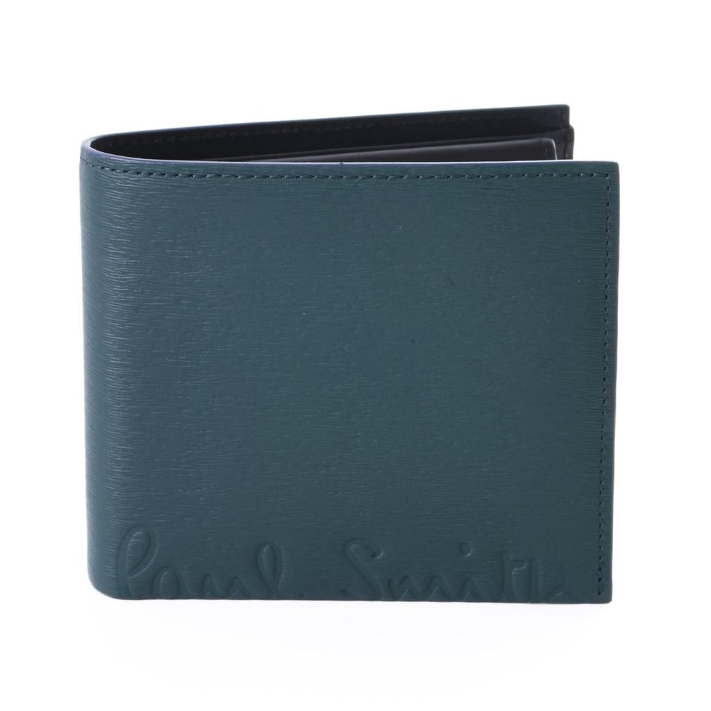 Paul Smith Bifold Wallet with Cropped Cowhide and Original Storage Care and Shopping Bag Dark Men's Logo, Leather, Box, Cloth, (553408 P040) (No