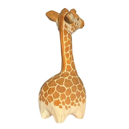 Small Wooden Giraffe Keepsakes Figurine, Cute Cartoon Ornament, Minimalist Animal Whimsical Nursery Table Decor Statue, Hand-Painted for