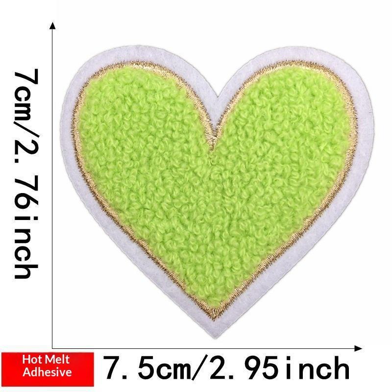 Fluffy Soft Embroidery Heart Iron On Patches Multi Color Towel for DIY Apparel Jeans Bag Repair Handmade Decoration