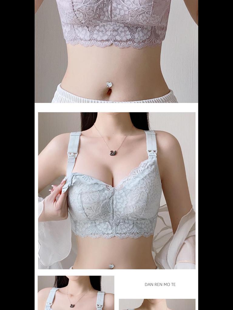 Women's Large Size Nursing Bra: Front Buckle, Anti-Sagging, Wire-Free, Supports Side Breasts