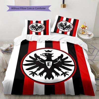 Literie motif football Francfort, Ensemble couette Housse de couette Taie d'oreiller Cadeau d'anniversaire Maison (1 housse de couette + 2 taies d'oreiller, sans garniture.)